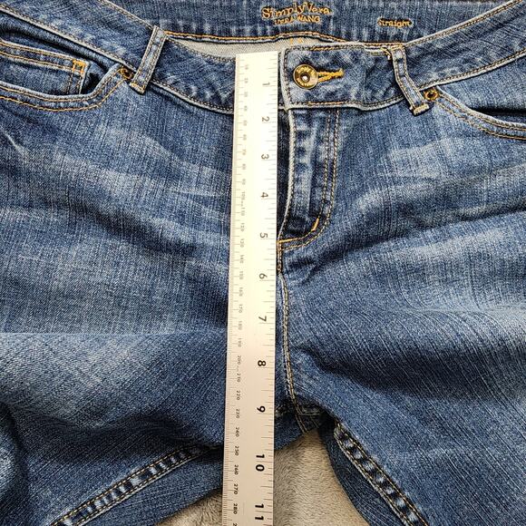 Simply Vera Vera Wang Jeans Womens 12 Blue Distressed Crop Straight Leg Stretch - Picture 11 of 14